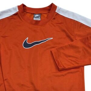 VTG Nike Long‑Sleeve Warm‑Up Shirt Swoosh Orange Youth Medium 10-12